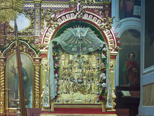 Чудотворная икона Успения Богородицы, принесенная в монастырь преподобным Далматом, фото 1912 года