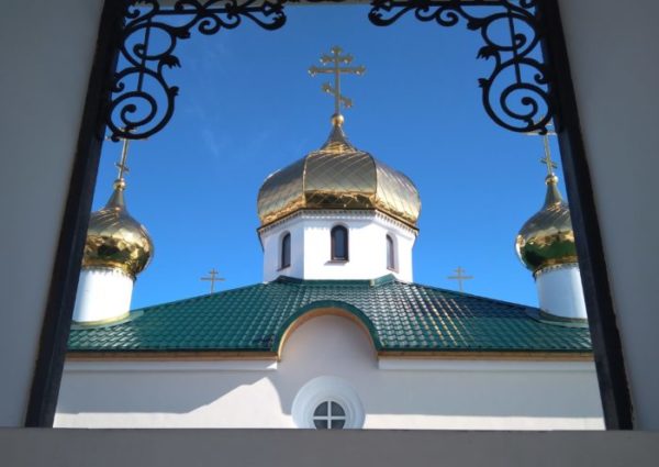 Вид с колокольни на купола Казанской церкви