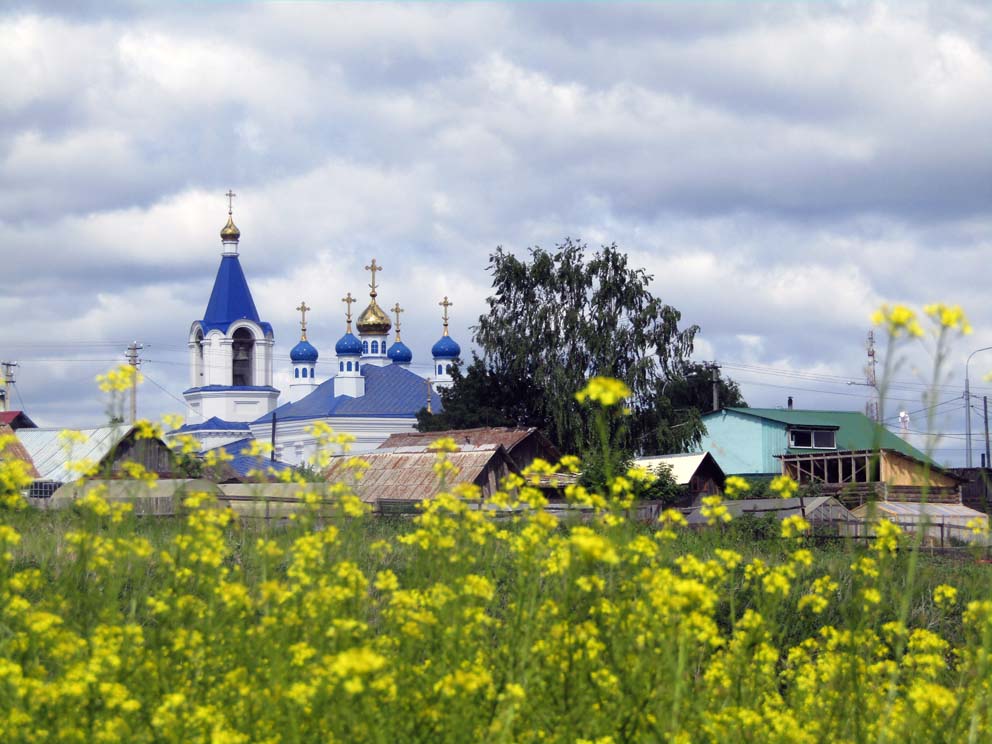 Село Большебрусянское: пейзаж с Вознесенским храмом