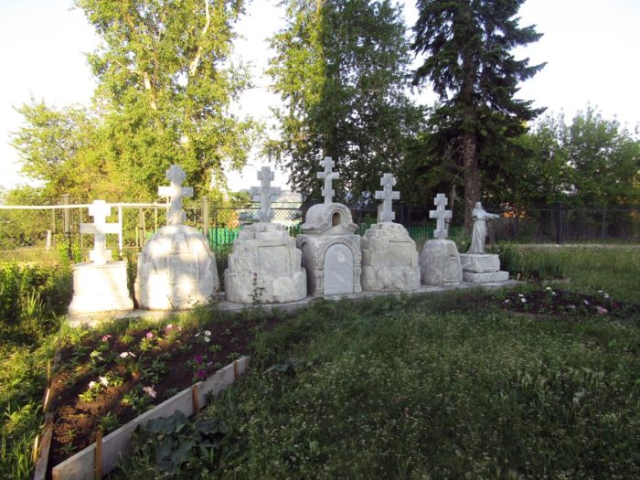 Сохранившиеся надгробья прихрамовых захоронений ныне находятся за алтарем Симеоно-Аннинской церкви
