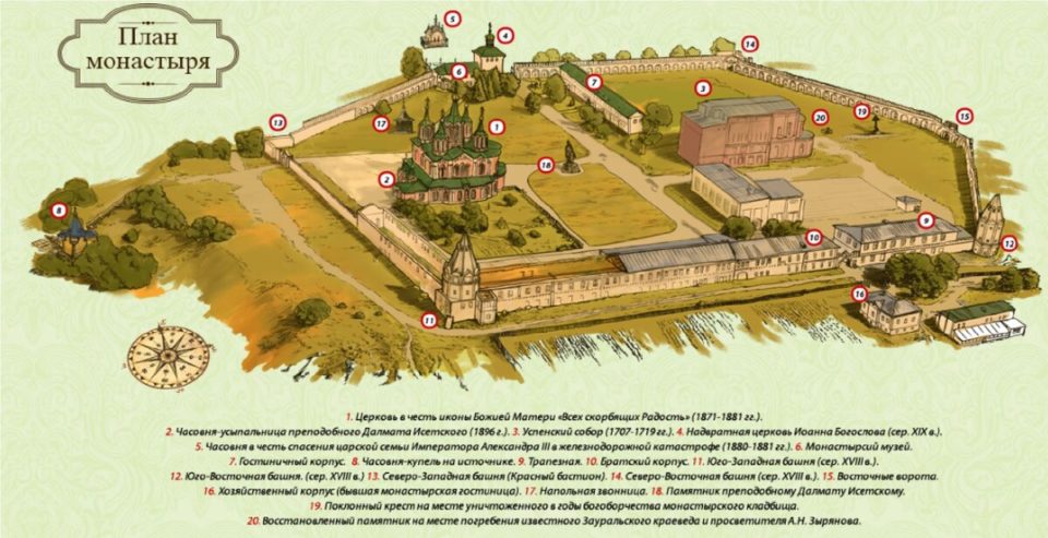 Свято-Успенский Далматовский монастырь: план